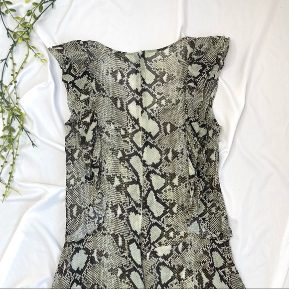 Pam & Gela Python Snake Print Flutter Sleeve Georgette Sheer Animal Mini Dress 0 - Picture 10 of 10